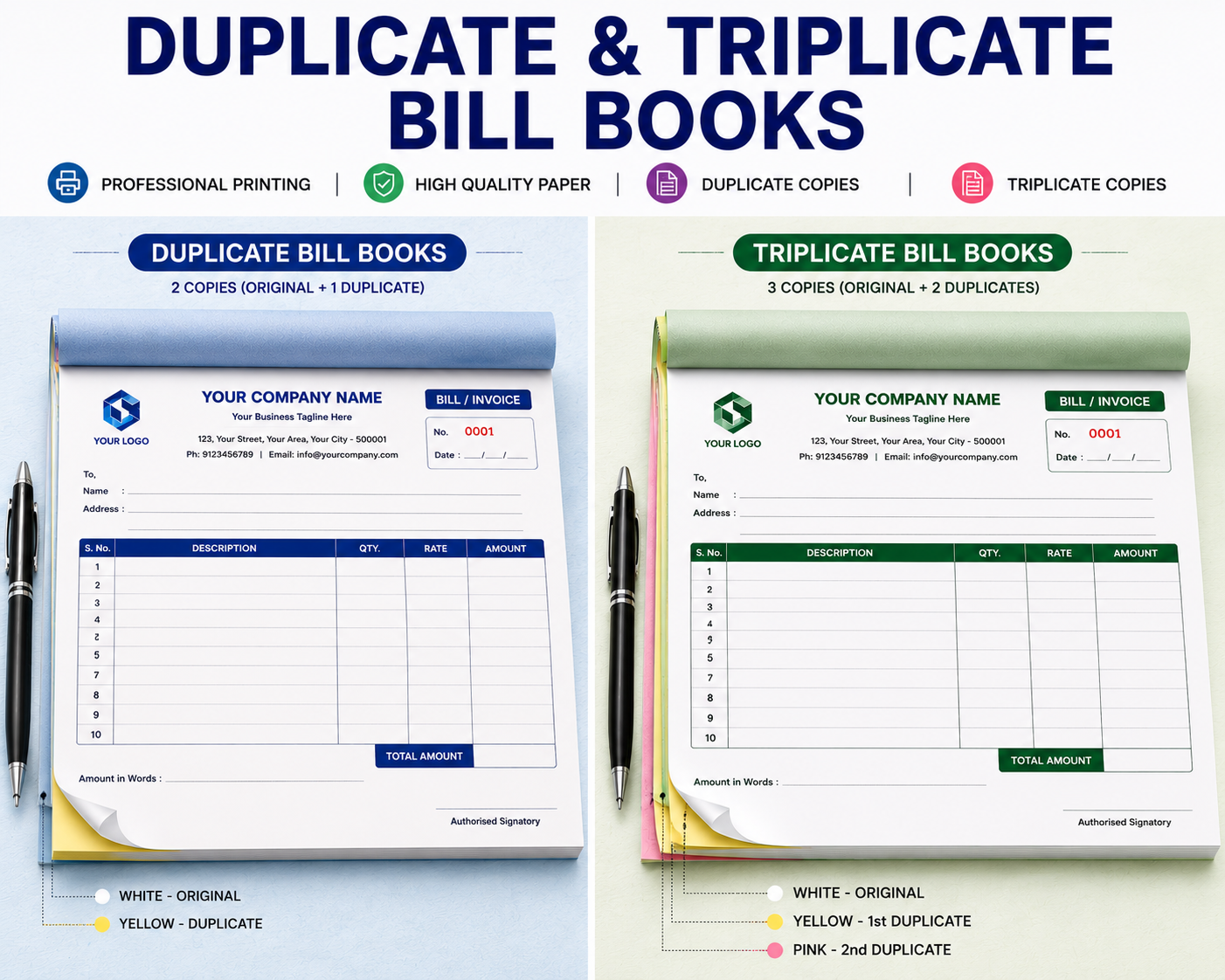 Duplicate and Triplicate Bill Books