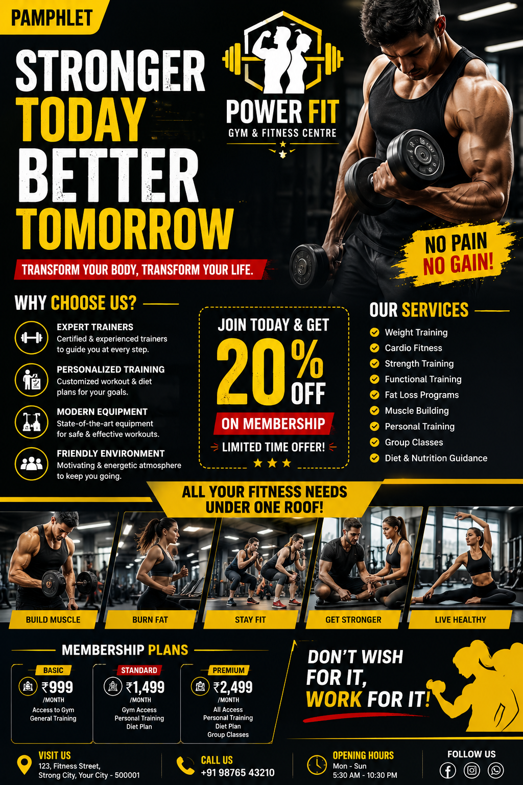 Gym & Fitness Center Pamphlets