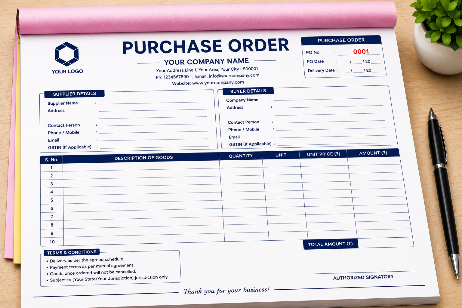 Purchase Order Books