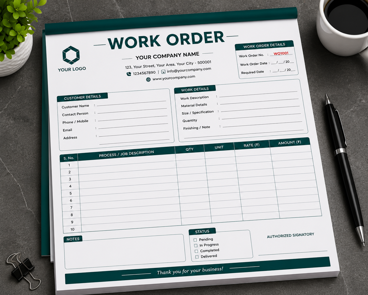 Work Order Books