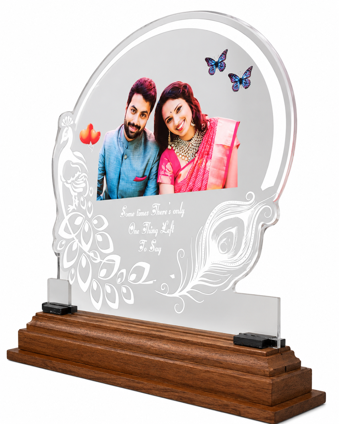 Standard Round Peacock Acrylic Photo Frame with LED Lighting