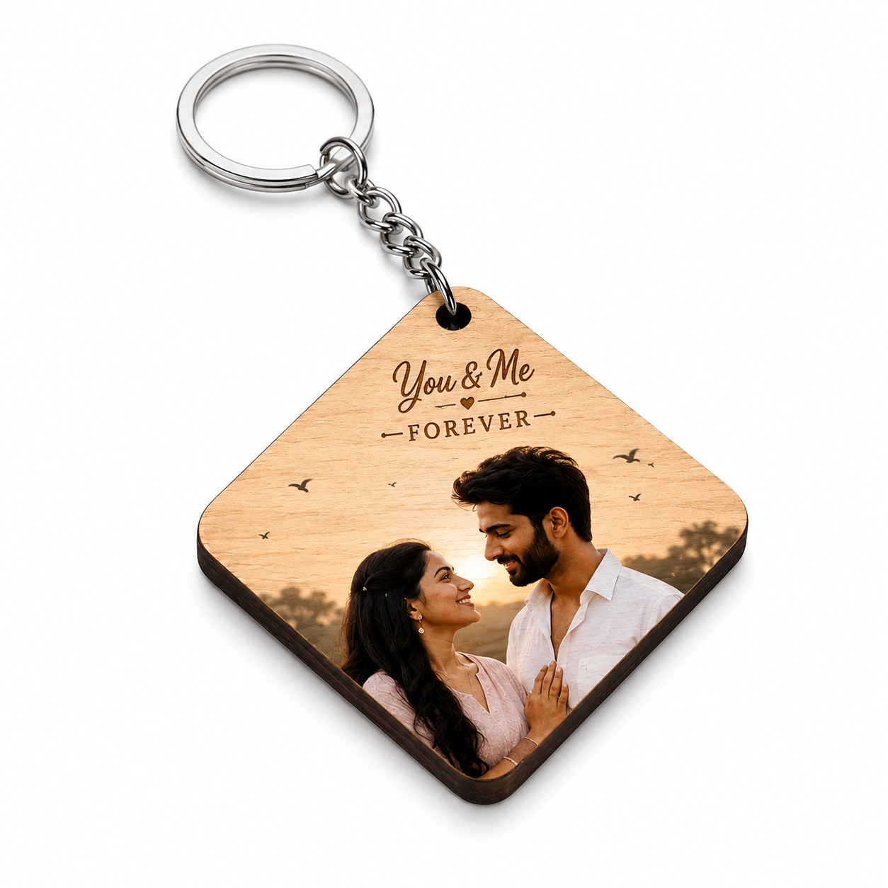 Customized Wooden Photo Keychain